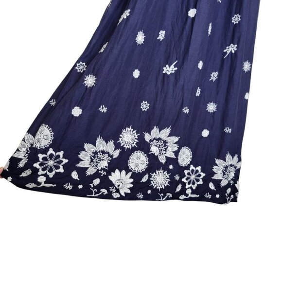 Gretchen Scott Floral Embroidered Midi Dress XS Cottagecore Pockets Empire Waist - Picture 4 of 10